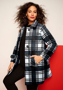 Plus Size Button Up Fleece Jacket