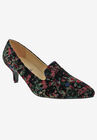 Bobcat Kitten Heel Pump, BLACK FLORAL VELVET, hi-res image number null
