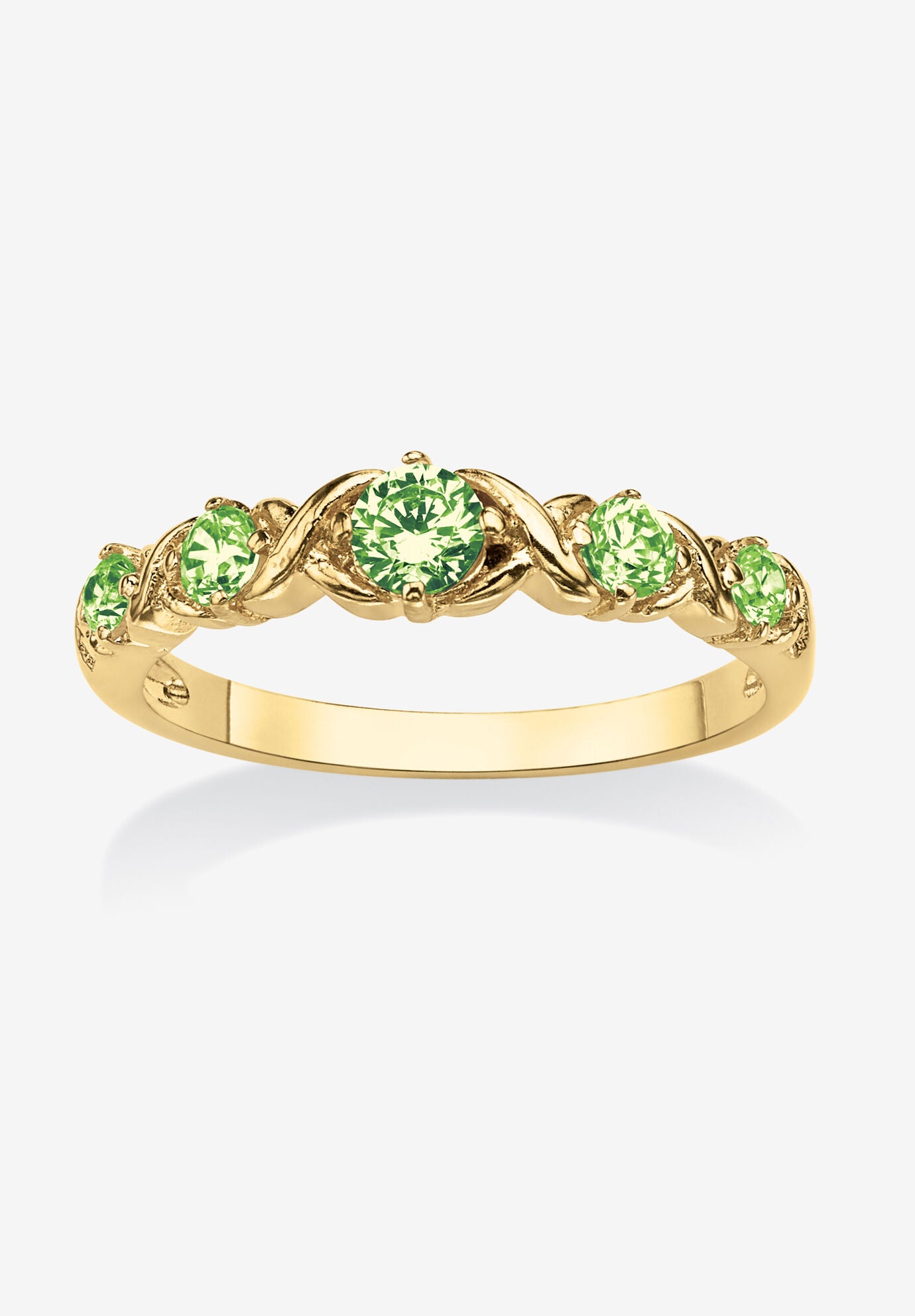 Yellow Gold-Plated Simulated Birthstone Ring, AUGUST, hi-res image number 0