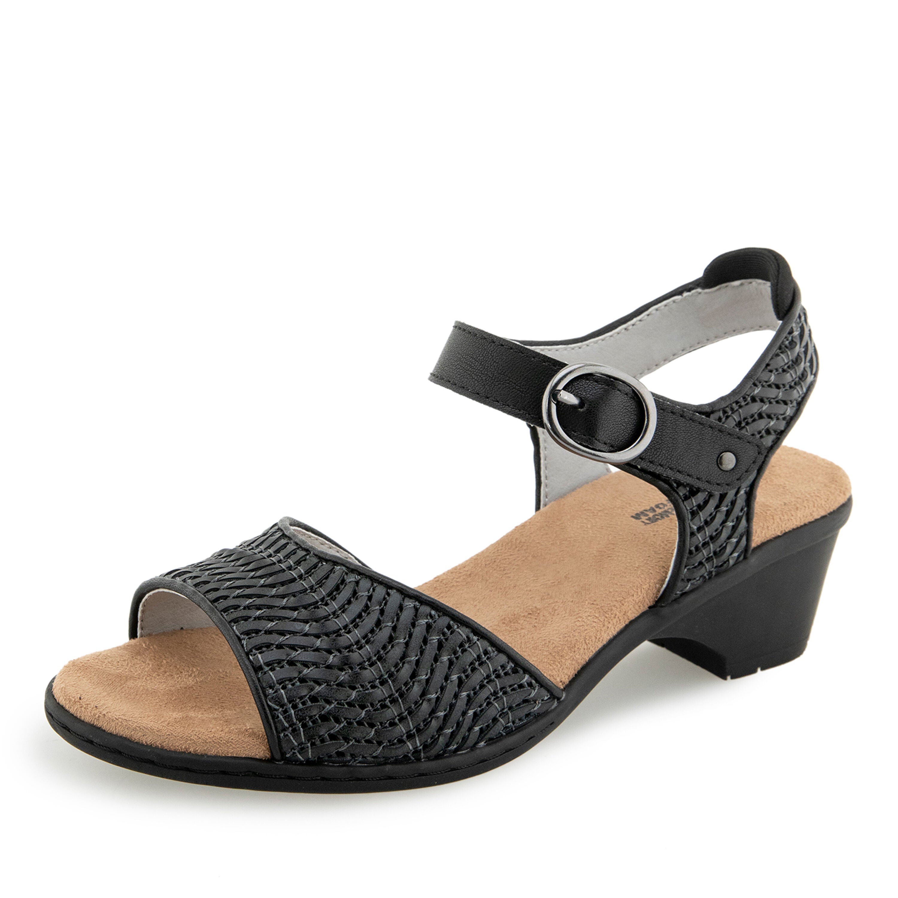 Jule Hook and Loop Wedge Sandal, BLACK, alternate image number 6
