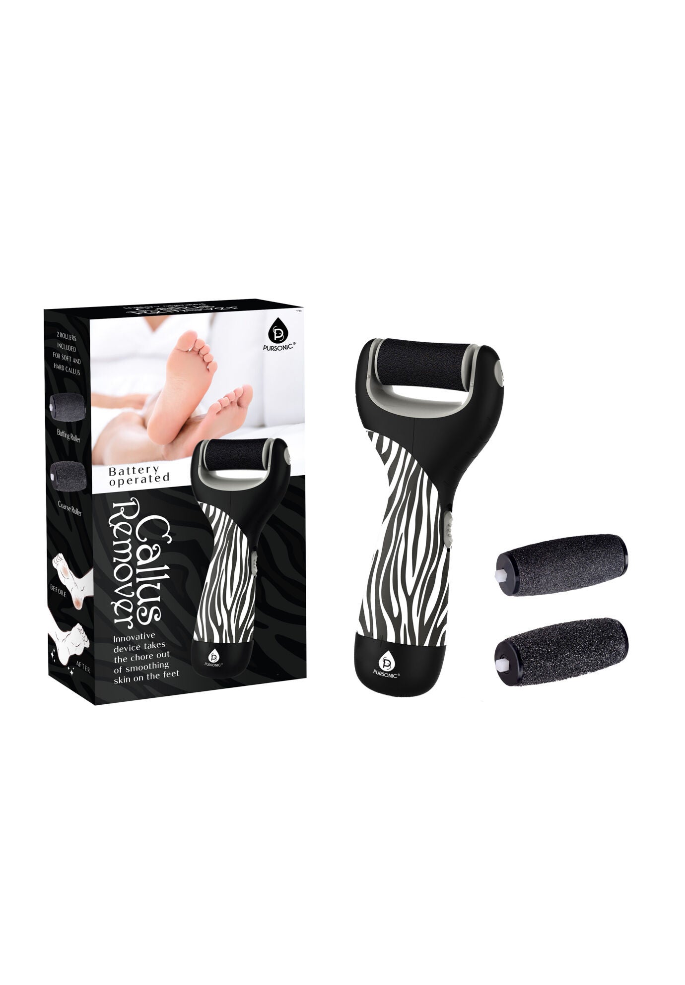 Deluxe Electric Callus Remover With Roller, ZEBRA, hi-res image number 0
