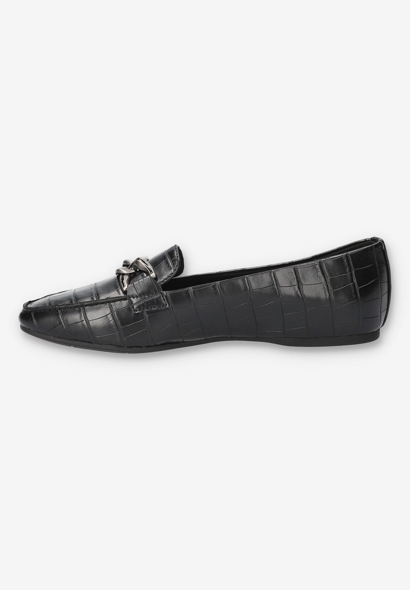 Femi Square Toe Flat, BLACK CROCO, alternate image number 4