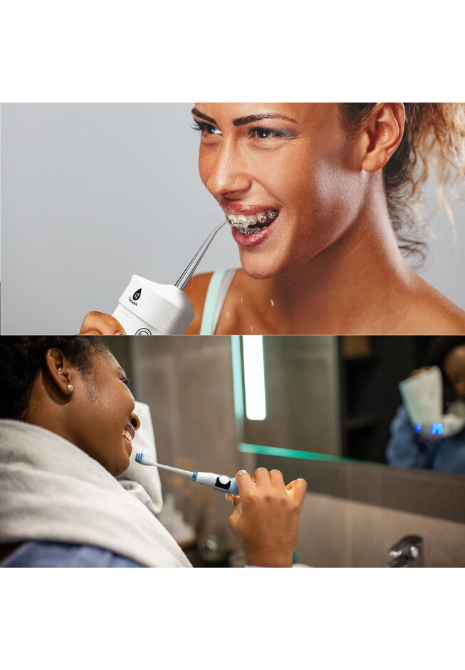 Compact Travel Oral Care Bundle: Portable Usb Rechargeable Collapsible Water Flosser And Pursonic Portable Sonic Toothbrush, , alternate image number null