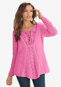 Lace Yoke Pullover Sweater