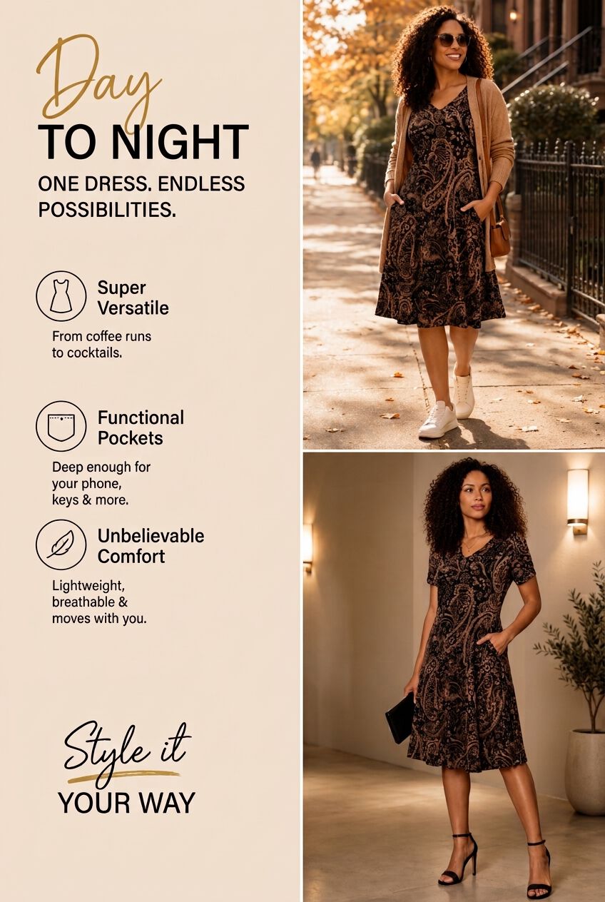 Plus Size Stretch Knit Fit and Flare Pocket Shirtdress, , on-hover image number 1