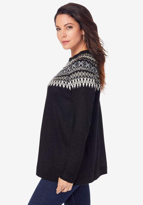Fair Isle Pullover Sweater, , alternate image number null