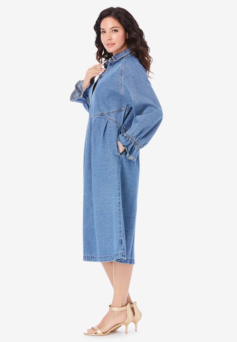Button-Front Denim Shirtdress, , alternate image number null