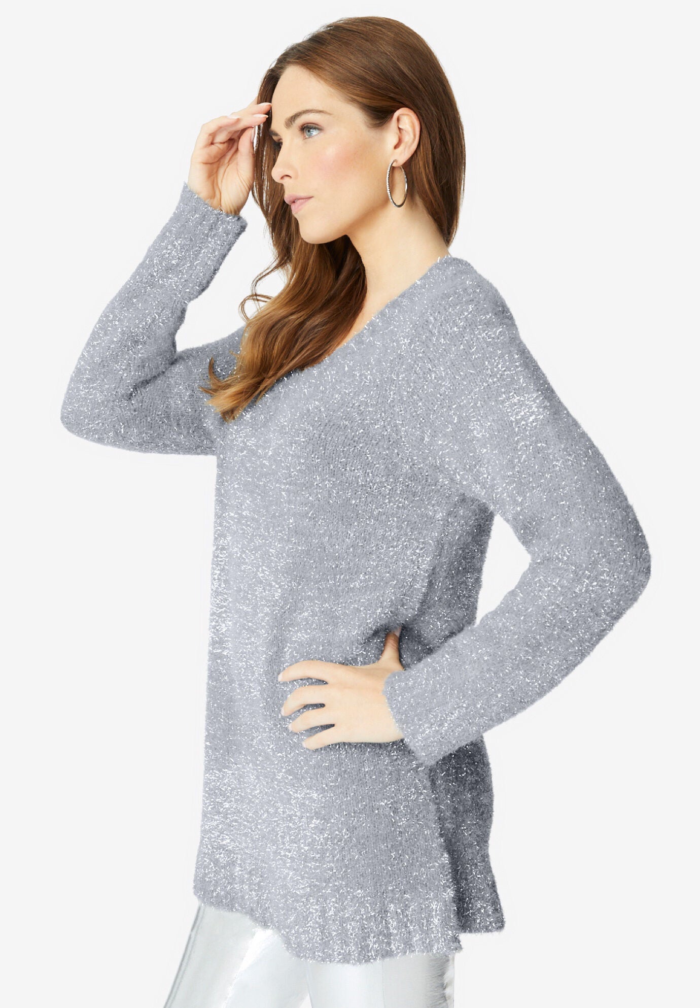 Metallic Eyelash Sweater., , alternate image number 2