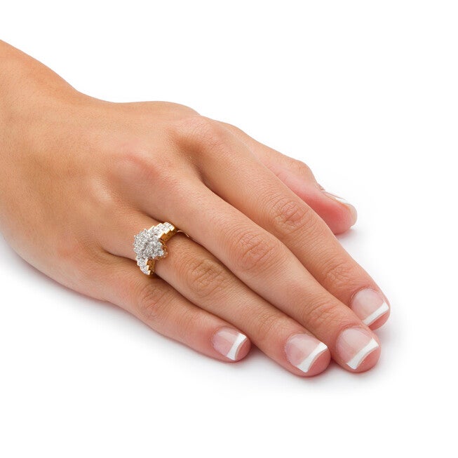 1/10 TCW Diamond Marquise-Shaped Step Ring in Gold-Plated Sterling Silver, WHITE, alternate image number null
