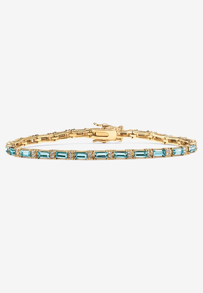 Birthstone Gold-Plated Tennis Bracelet, DECEMBER, hi-res image number 0