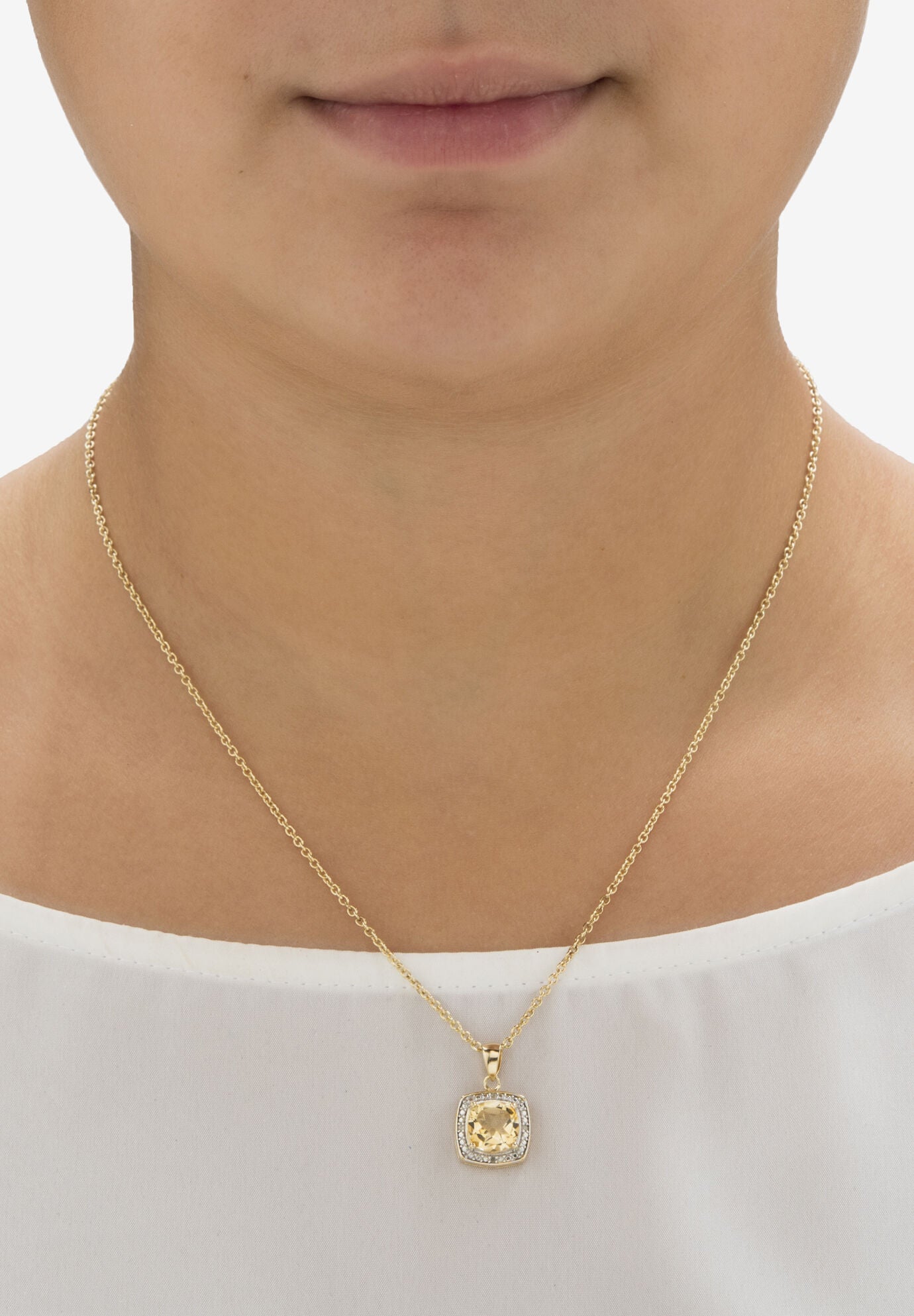 1.85 Tcw Genuine Citrine And Diamond Accent Gold-Plated Sterling Silver Necklace, , alternate image number 2