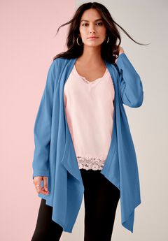 Plus Size Lightweight Handkerchief Hem Cardigan Sweater