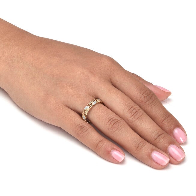 .11 TCW Diamond 18K Gold-Plated Sterling Silver Filigree Ring, WHITE, alternate image number 2