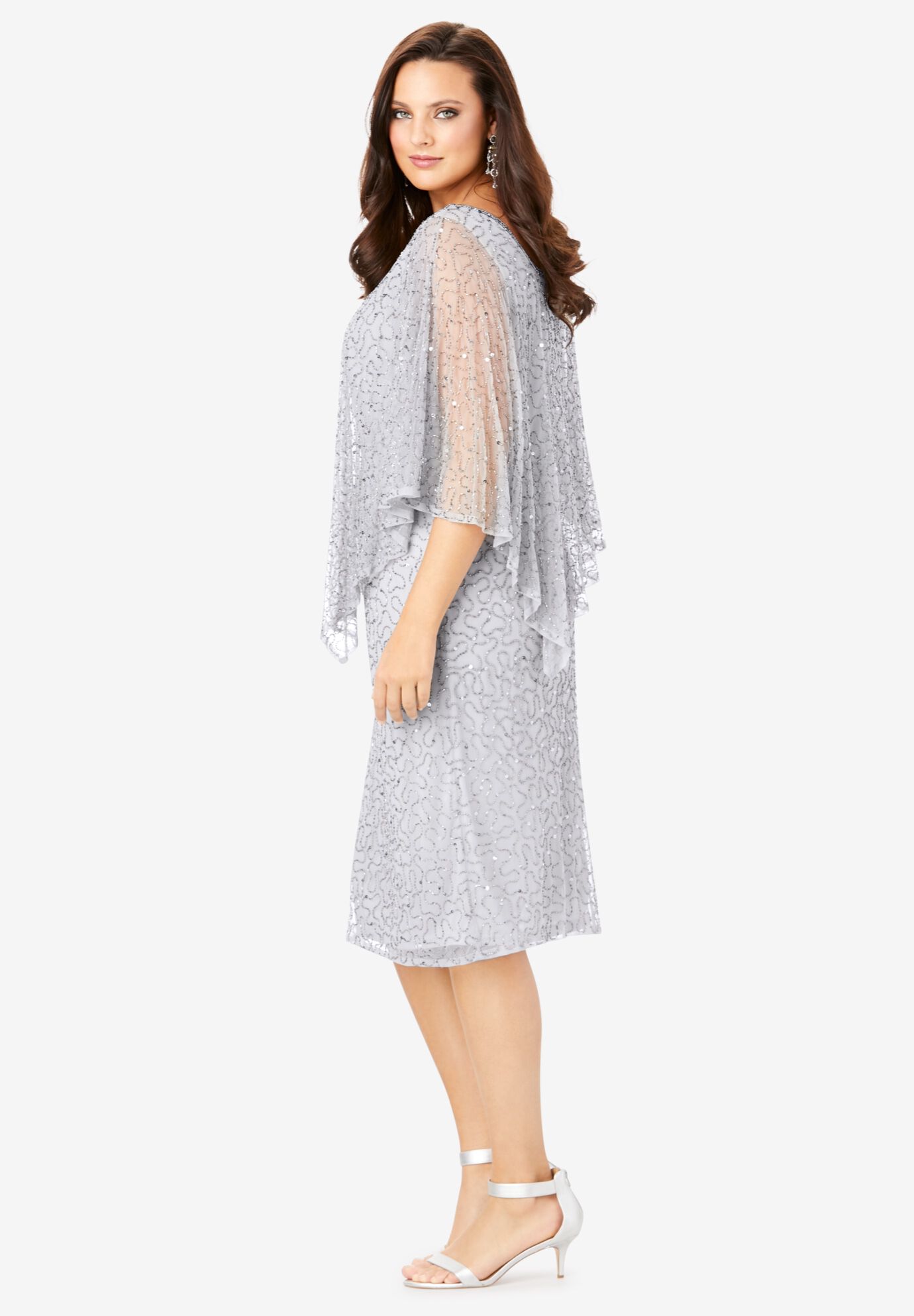 Embellished Capelet Dress, , alternate image number 2