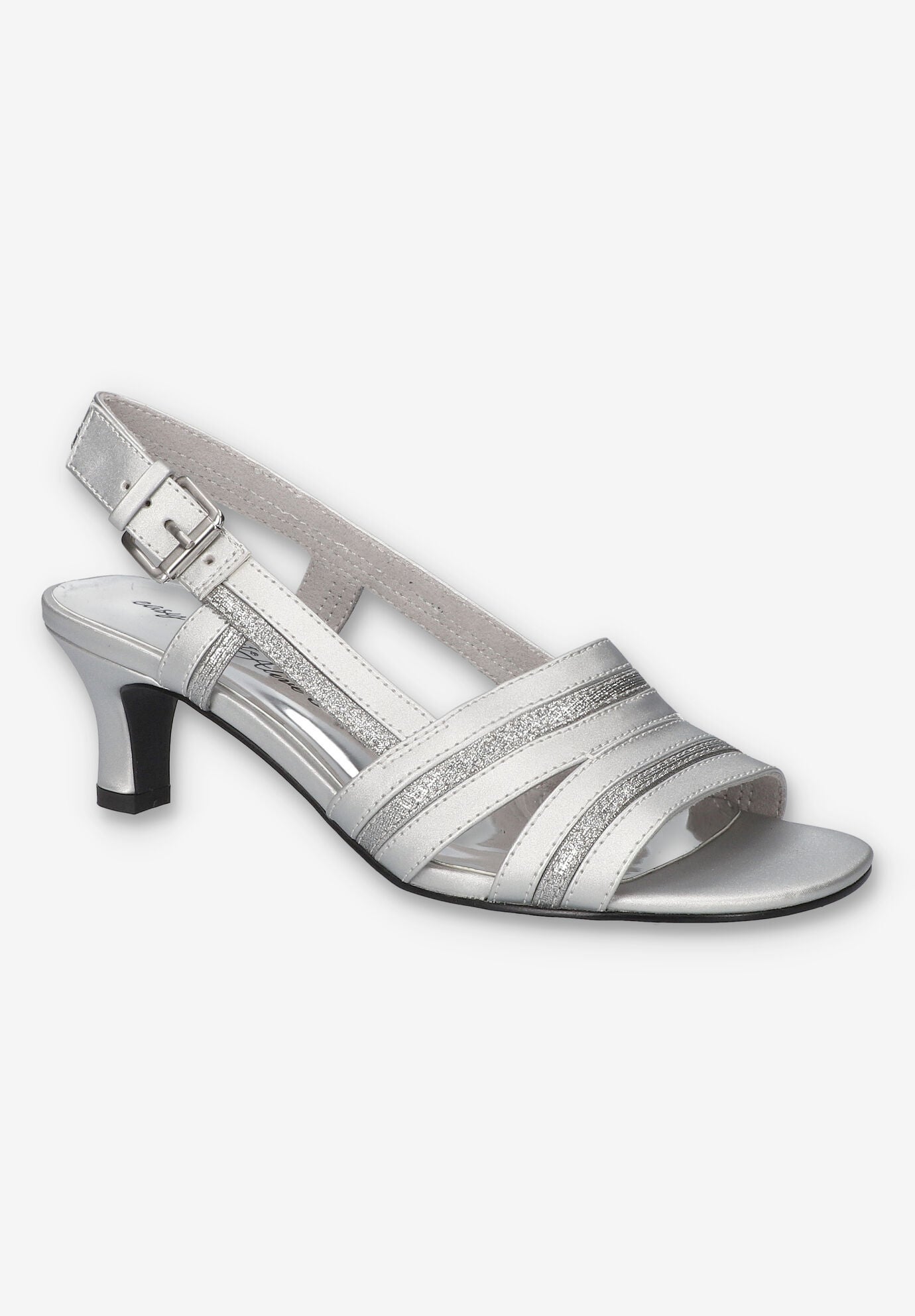 Meghan Slingback Heeled Sandal, SILVER SATIN, hi-res image number 0
