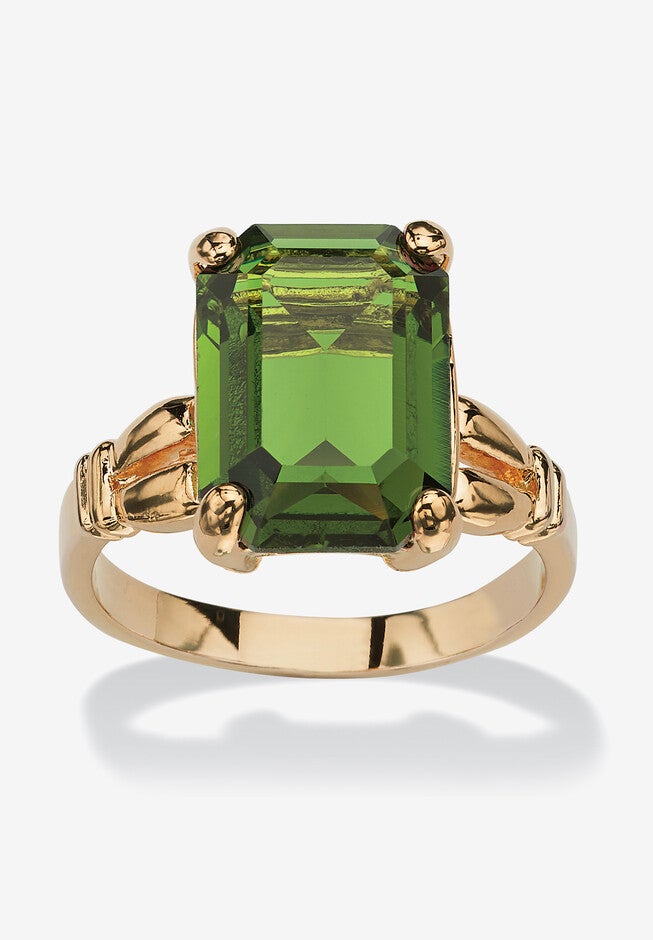 Yellow Gold Plated Simulated Birthstone Ring, AUGUST, hi-res image number 0