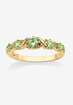 Yellow Gold-Plated Simulated Birthstone Ring