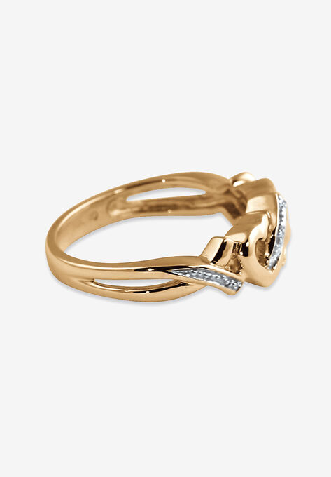 Gold & Silver Promise Ring with Diamond Accent, , on-hover image number null