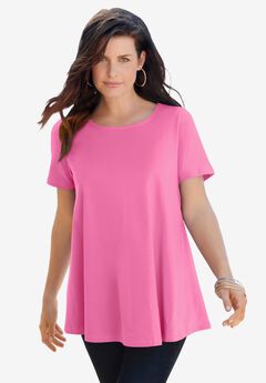 Plus Size Ultimate Cotton Crewneck Short Sleeve Swing Tee