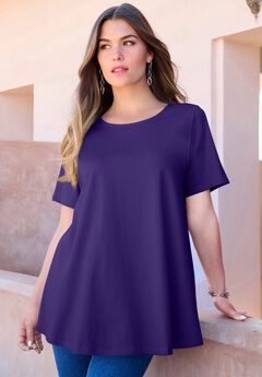 Plus Size Ultimate Cotton Crewneck Short Sleeve Swing Tee