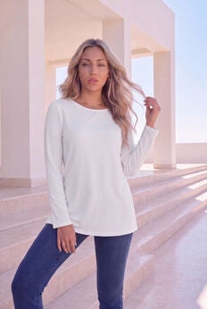 Plus Size Ultimate Cotton Crewneck Long Sleeve Tee