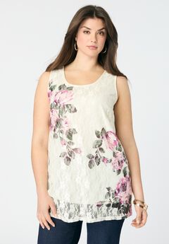Printed Lace Tank