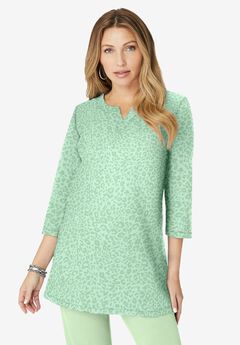 Three Quarter Notch Neck Soft Knit Tunic