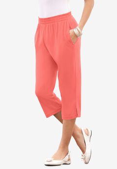Plus Size Soft Knit Relaxed Pull-On Capri Pant