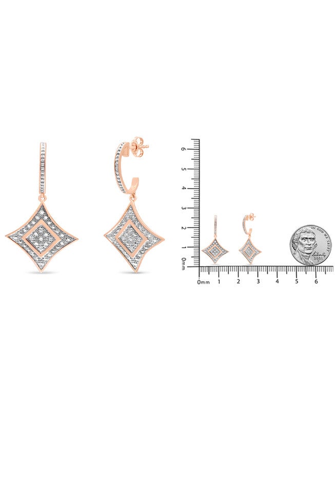 14K Rose Gold Over Silver Diamond Accent Dangle Rhombus Earrings, , alternate image number 4