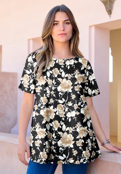 Plus Size Ultimate Cotton Crewneck Short Sleeve Swing Tee