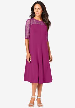 Ultrasmooth® Fabric Illusion Lace Swing Dress