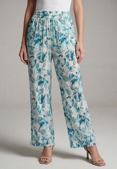 Plus Size Hand Crinkled Wide-Leg Pant