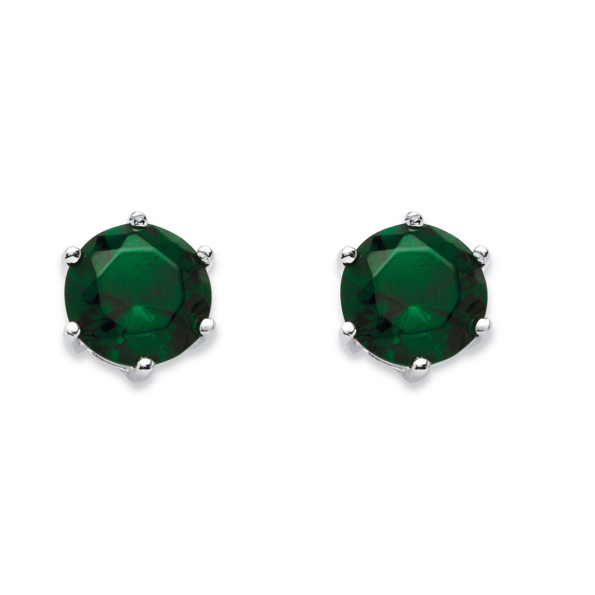 Birthstone .925 Sterling Silver Stud Earrings, MAY, hi-res image number 0