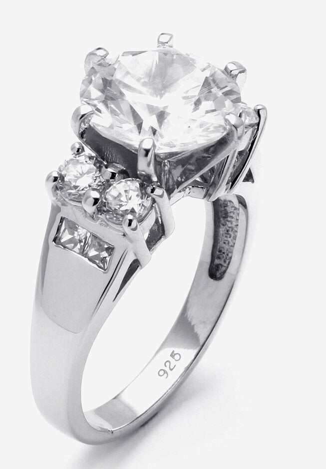 4.66 Tcw Round Cubic Zirconia Ring In Platinum-Plated Sterling Silver, , on-hover image number 1
