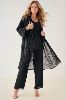 Plus Size Beaded Georgette 3-piece Pant Set – Formal Wear