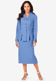 Two-Piece Skirt Suit with Shawl-Collar Jacket