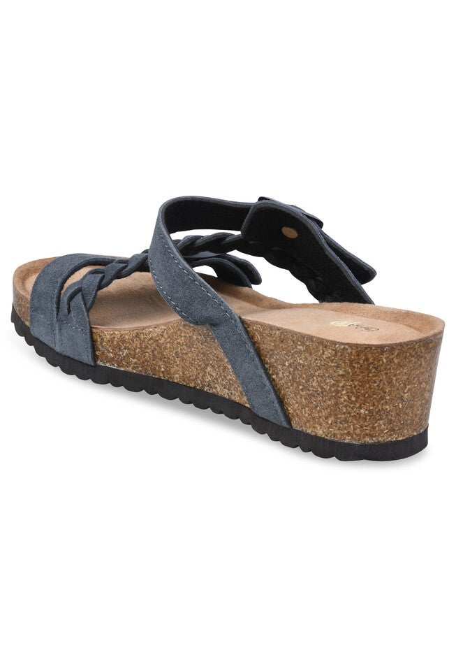 Leather Braided Adjustable 2 Strap Footbed Sandal, , on-hover image number null