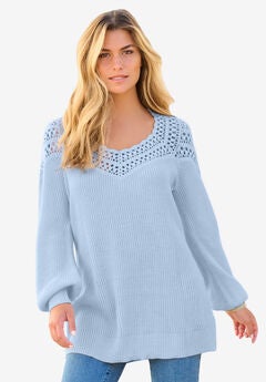 Sweetheart Crochet Pullover Sweater