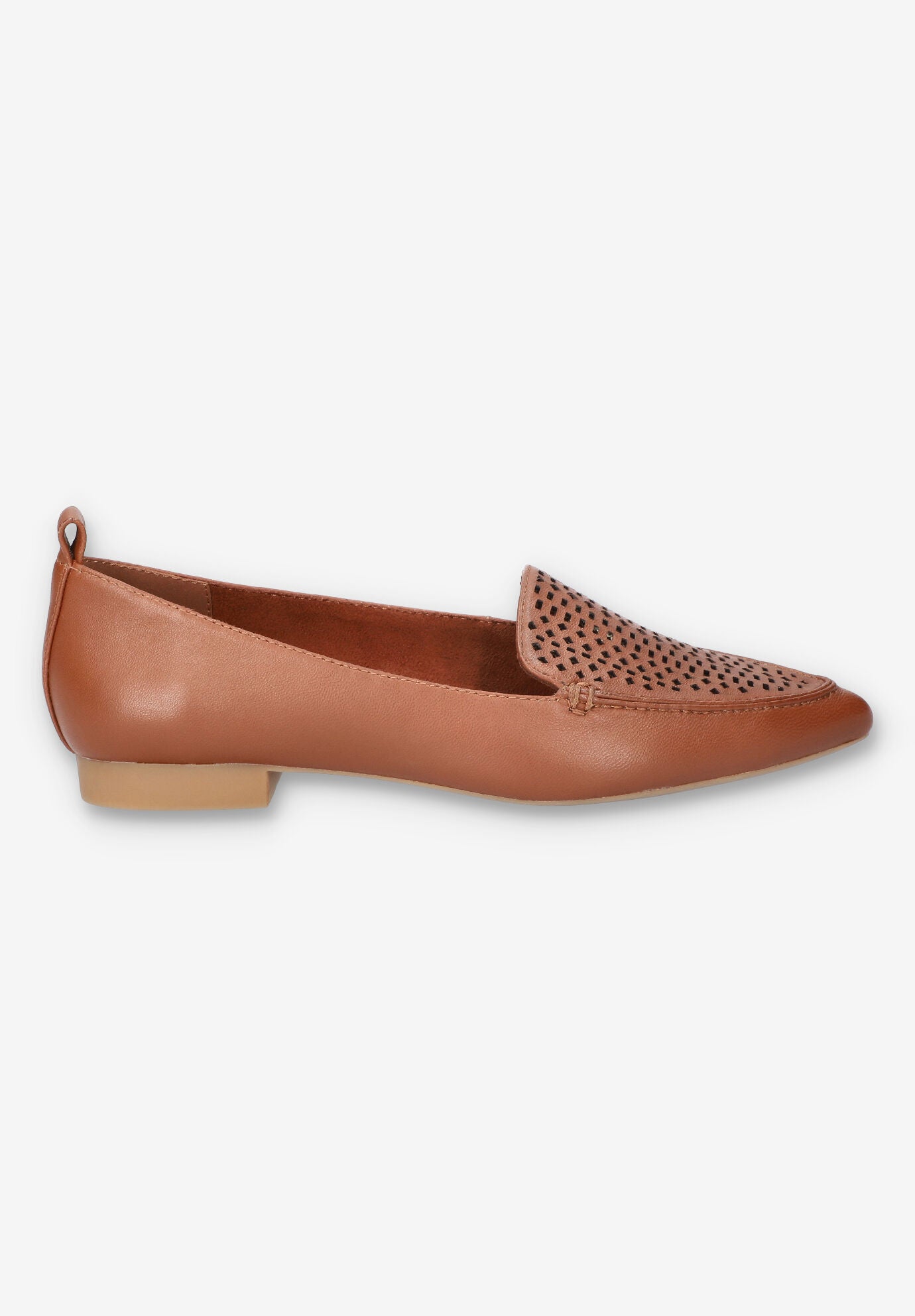 Alessi Perf Pointed Toe Flat, DARK TAN LEATHER, alternate image number 2