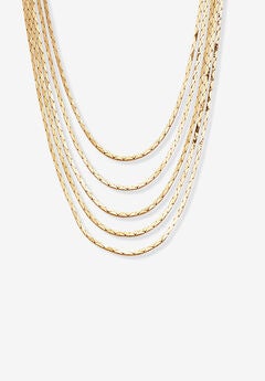 Goldtone Multi Strand Cobra Link Waterfall Necklace 30"