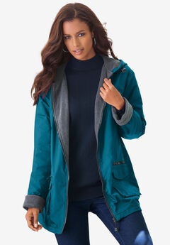 Hooded Nylon Jacket with Fleece Lining