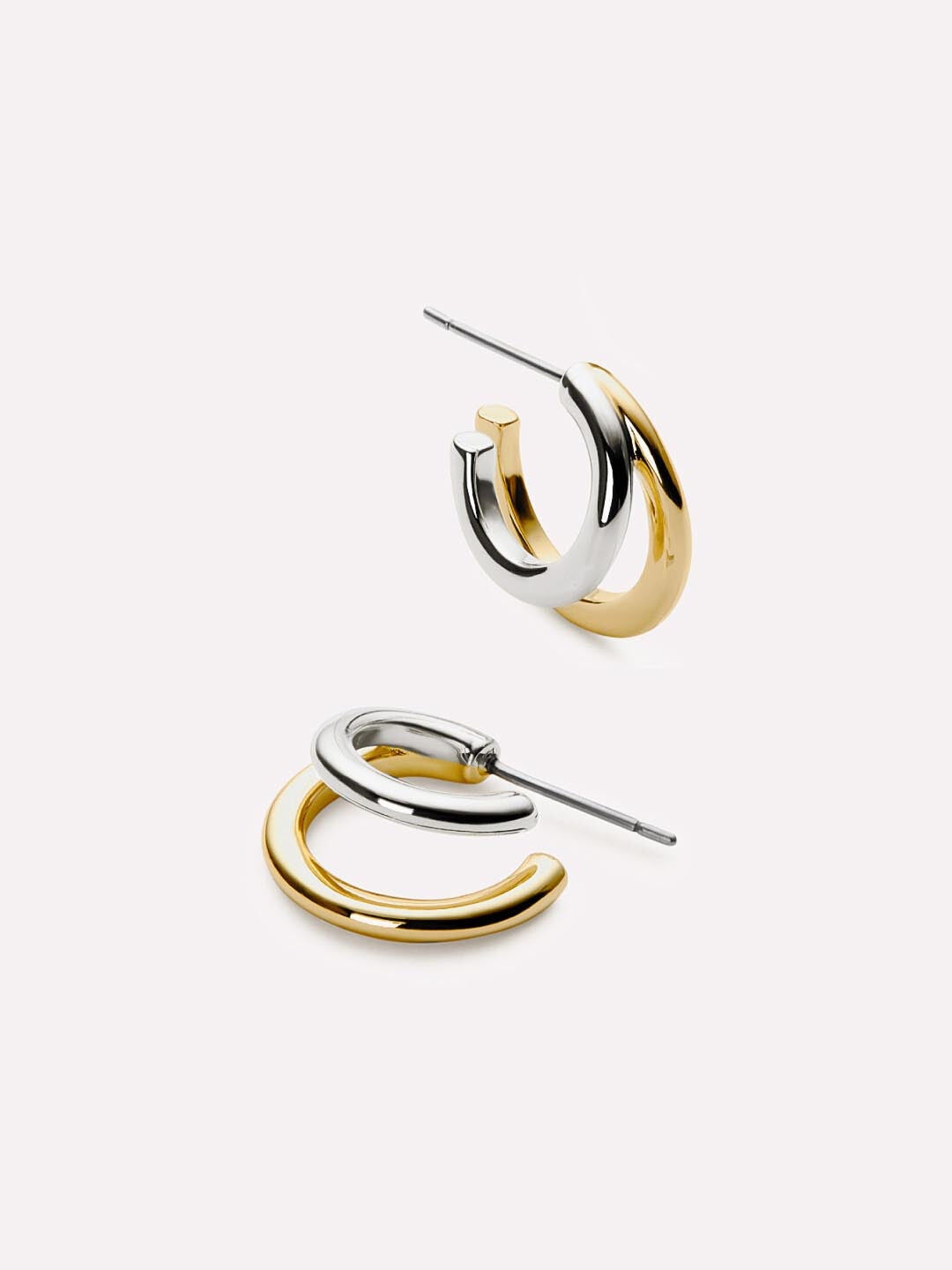 Scarlett Double Hoop Earrings, TWO TONE, hi-res image number 0