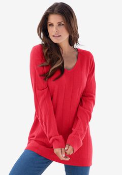 Fine Gauge Drop Needle V Neck Sweater