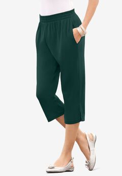 Plus Size Soft Knit Relaxed Pull-On Capri Pant