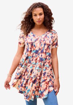 Plus Size Ultra Drape V-Neck Swing Tunic Top
