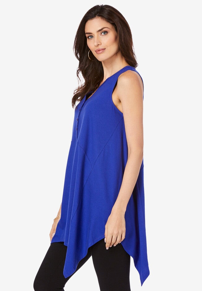 Sleeveless Henley Ultimate Tunic, , alternate image number null