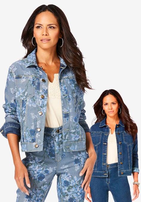 Reversible Denim Jacket, BLUE BLOOMING ROSE, hi-res image number null