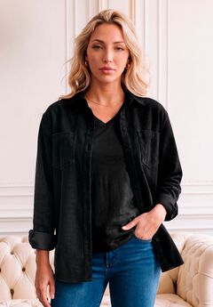 Corduroy Button-Front Shirt