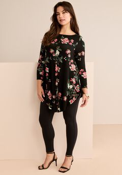 Plus Size Boatneck Swing Ultra Drape Tunic Top