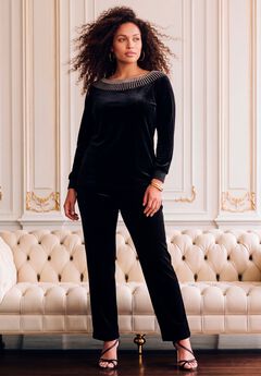 Rhinestone-Detailed Velour Set